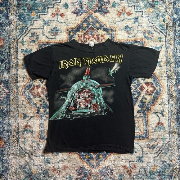 Vintage 1980s Iron Maiden Aces High Band T-shirt Medium - Picture 1 of 6